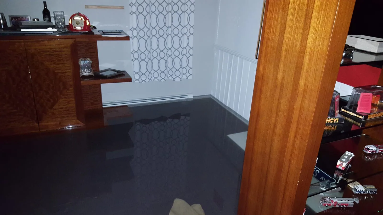 Basement waterproofing installation — Stego vapor barrier and drainage system in Greenwich CT
